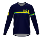 MTB BMX Cycling Jersey Long Sleeve Code Brazil Blue for Men and Women