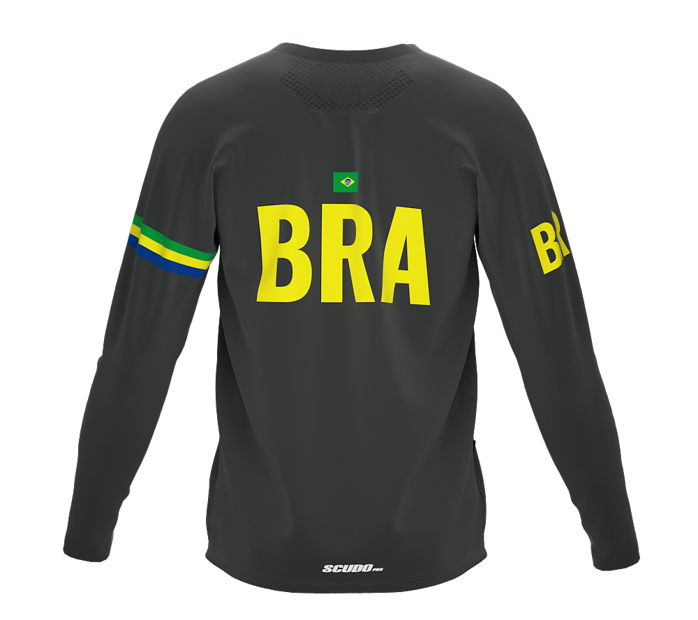 MTB BMX Cycling Jersey Long Sleeve Code Brazil Gray for Men and Women
