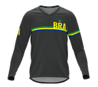 MTB BMX Cycling Jersey Long Sleeve Code Brazil Gray for Men and Women