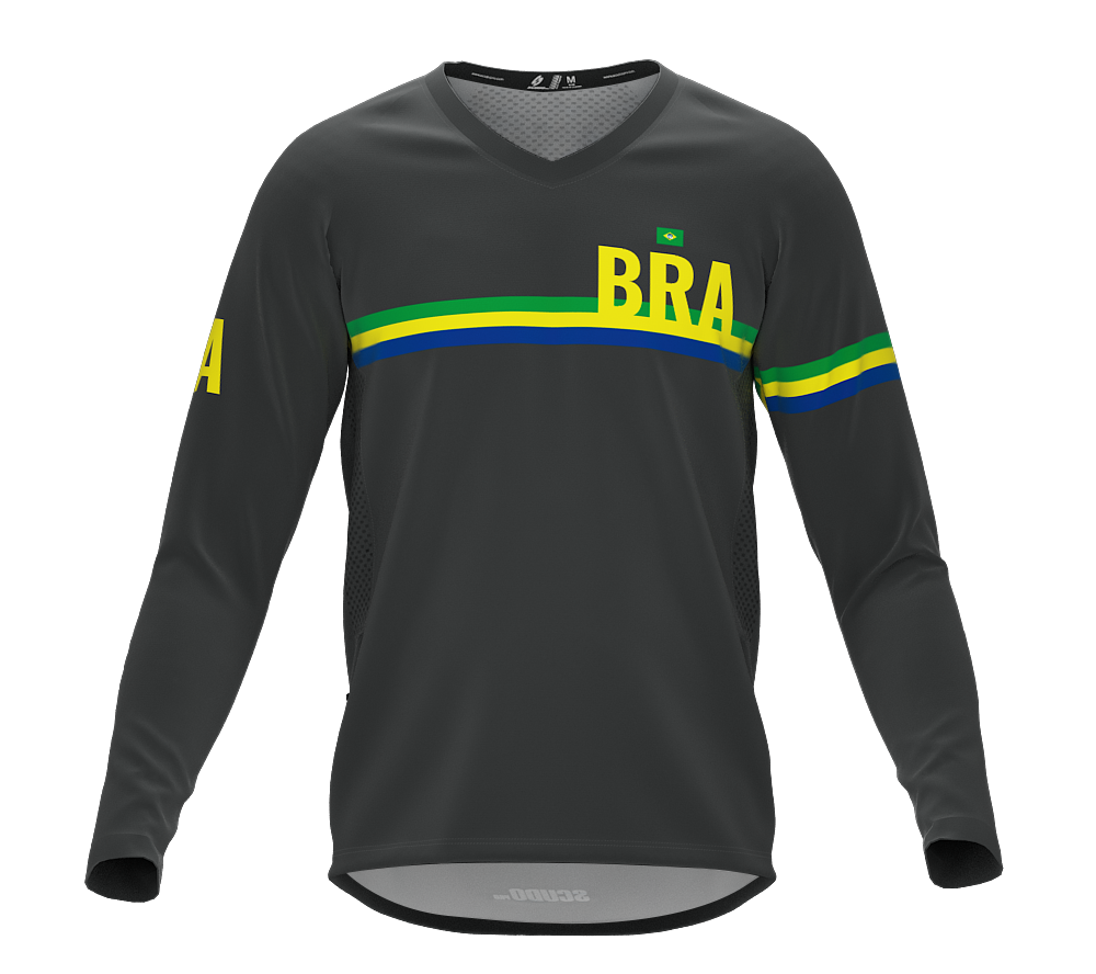 MTB BMX Cycling Jersey Long Sleeve Code Brazil Gray for Men and Women