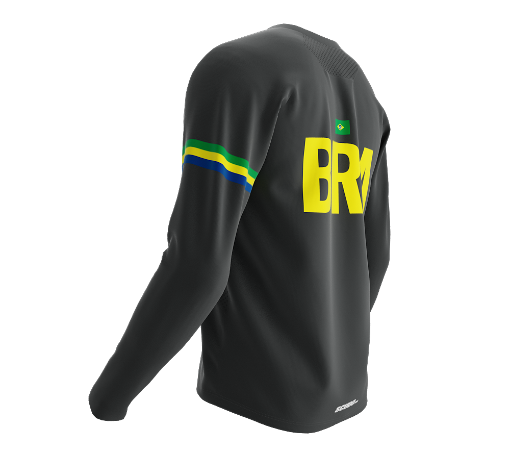 MTB BMX Cycling Jersey Long Sleeve Code Brazil Gray for Men and Women