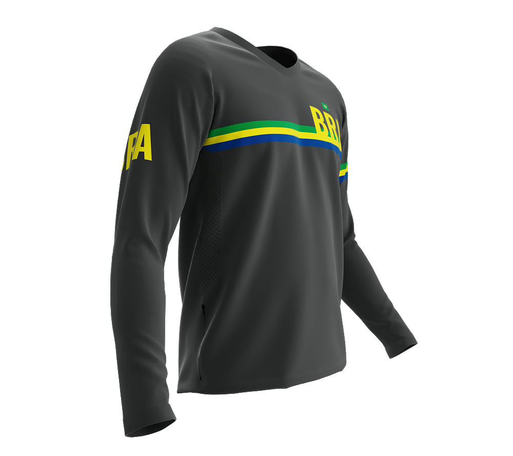 MTB BMX Cycling Jersey Long Sleeve Code Brazil Gray for Men and Women