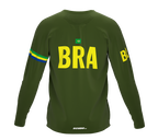 MTB BMX Cycling Jersey Long Sleeve Code Brazil Green for Men and Women