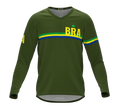 MTB BMX Cycling Jersey Long Sleeve Code Brazil Green for Men and Women