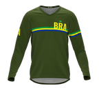 MTB BMX Cycling Jersey Long Sleeve Code Brazil Green for Men and Women