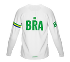 MTB BMX Cycling Jersey Long Sleeve Code Brazil White for Men and Women