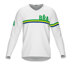 MTB BMX Cycling Jersey Long Sleeve Code Brazil White for Men and Women