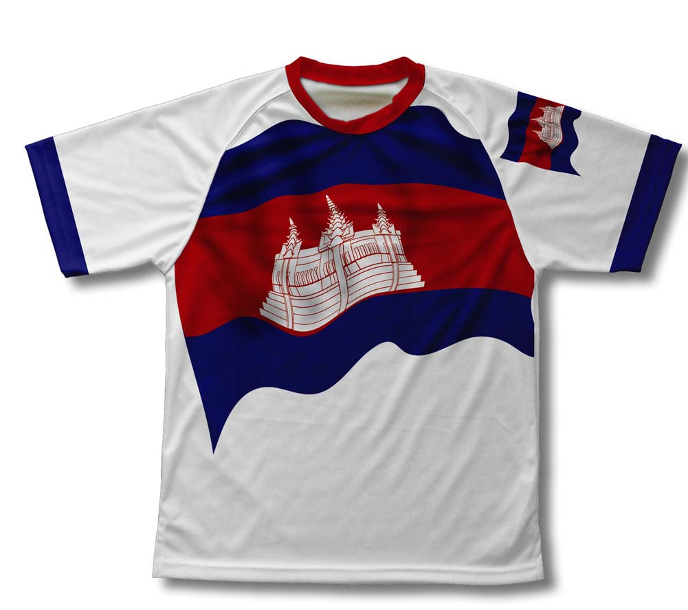Cambodia Flag Technical T-Shirt for Men and Women