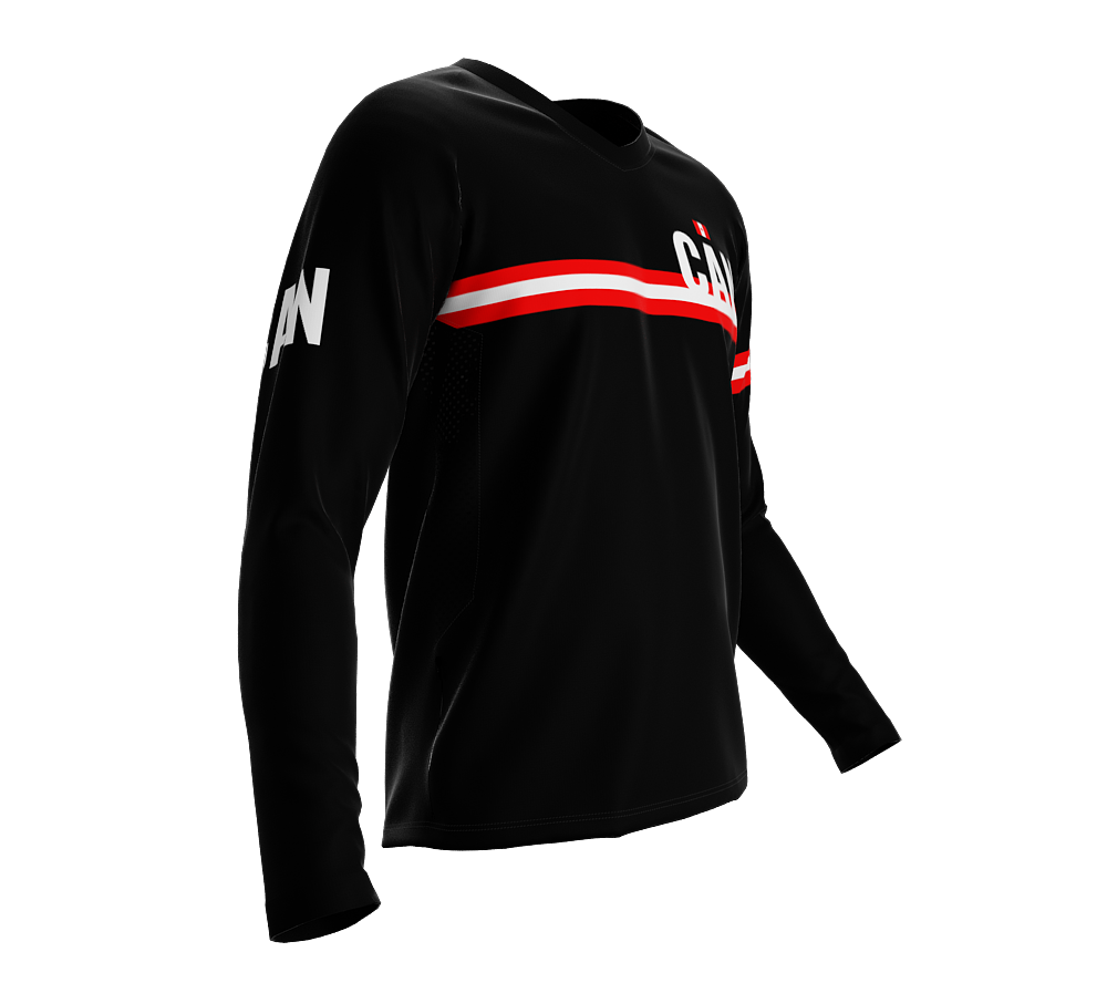 MTB BMX Cycling Jersey Long Sleeve Code Canada Black for Men and Women