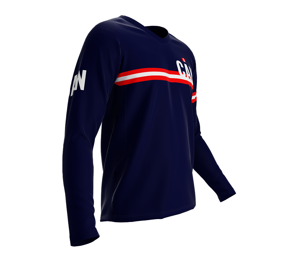 MTB BMX Cycling Jersey Long Sleeve Code Canada Blue for Men and Women