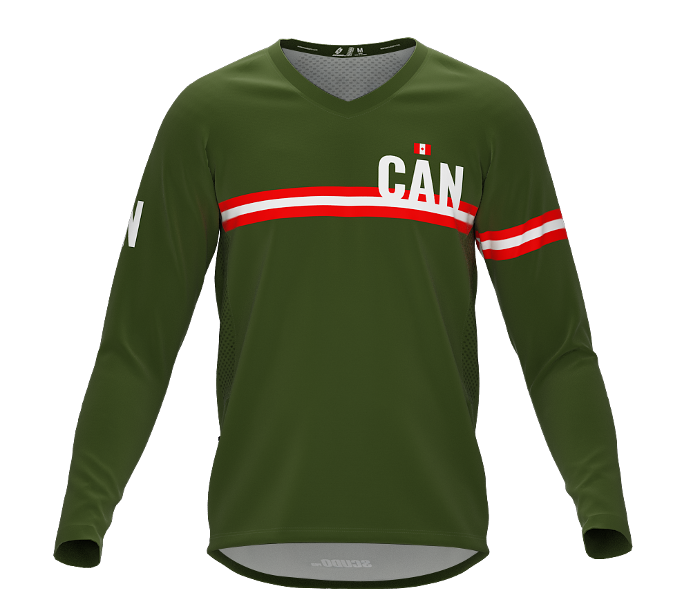 MTB BMX Cycling Jersey Long Sleeve Code Canada Green for Men and Women