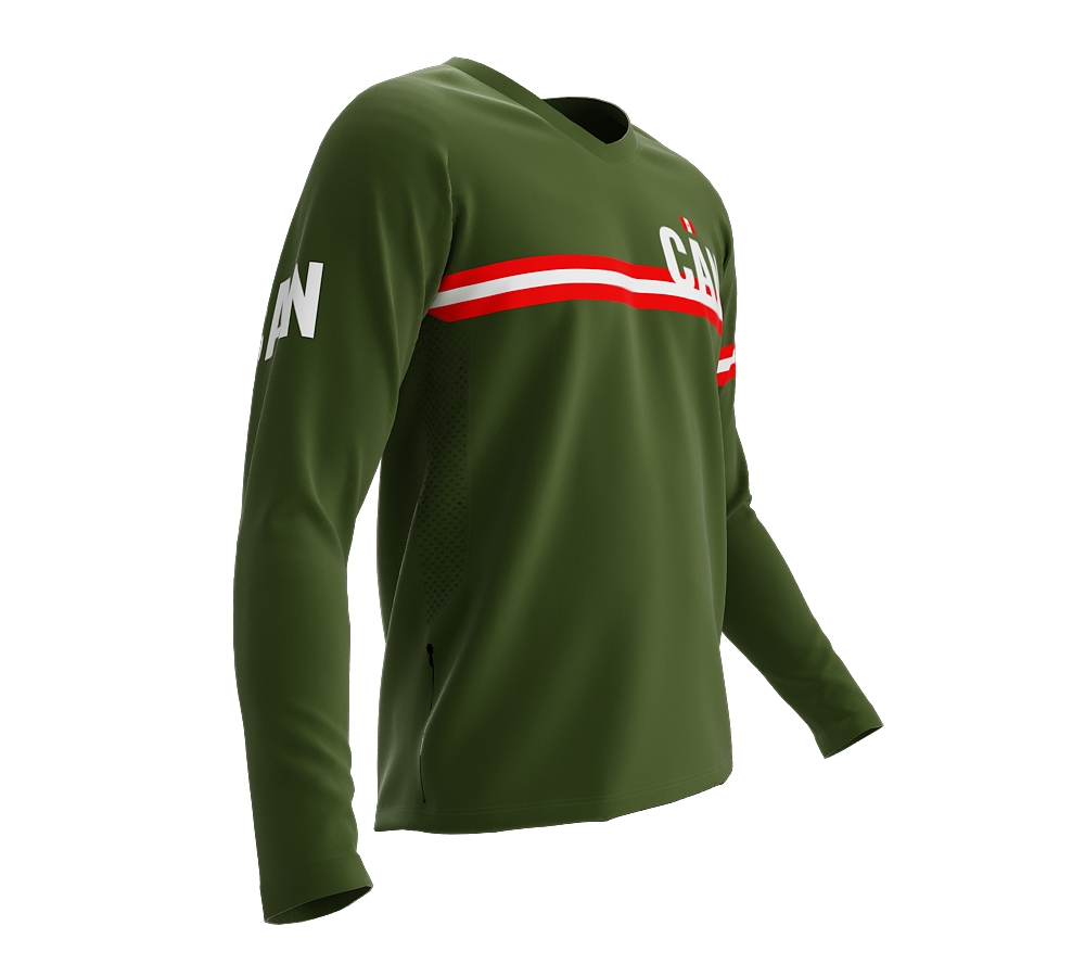 MTB BMX Cycling Jersey Long Sleeve Code Canada Green for Men and Women