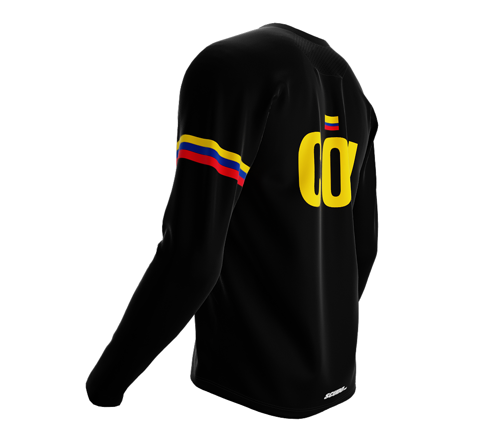 MTB BMX Cycling Jersey Long Sleeve Code Colombia Black for Men and Women