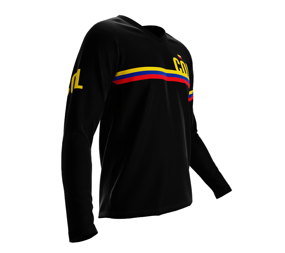 MTB BMX Cycling Jersey Long Sleeve Code Colombia Black for Men and Women