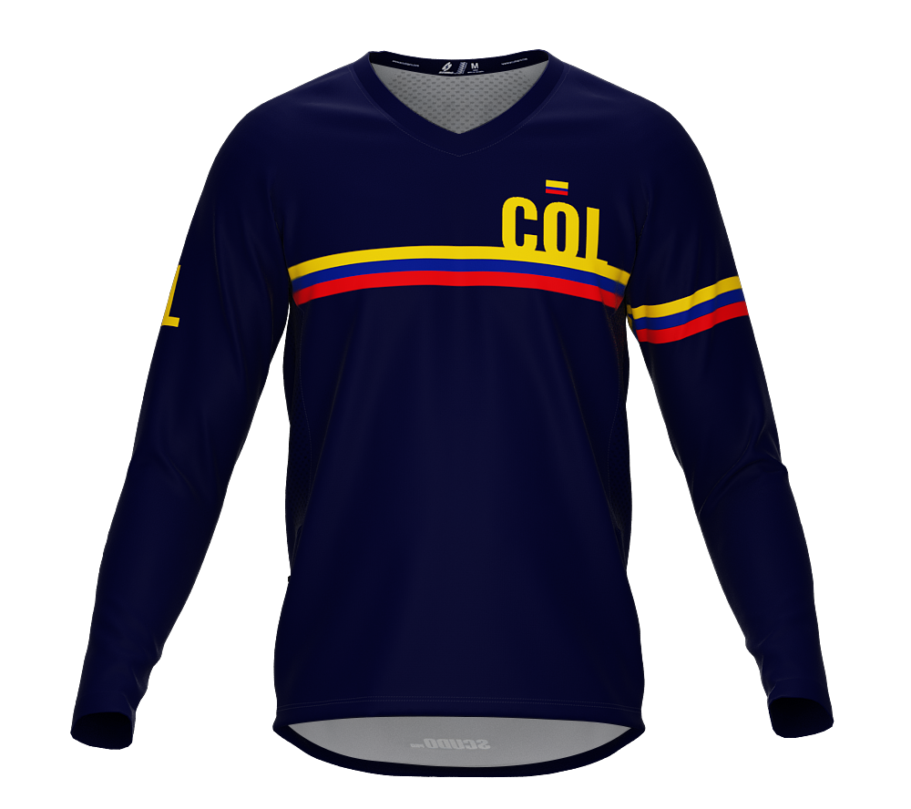 MTB BMX Cycling Jersey Long Sleeve Code Colombia Blue for Men and Women