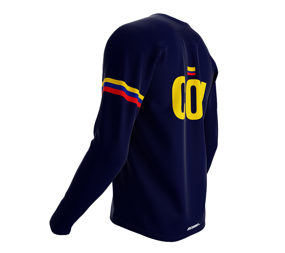 MTB BMX Cycling Jersey Long Sleeve Code Colombia Blue for Men and Women