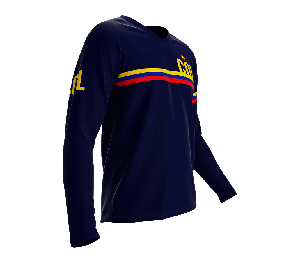 MTB BMX Cycling Jersey Long Sleeve Code Colombia Blue for Men and Women
