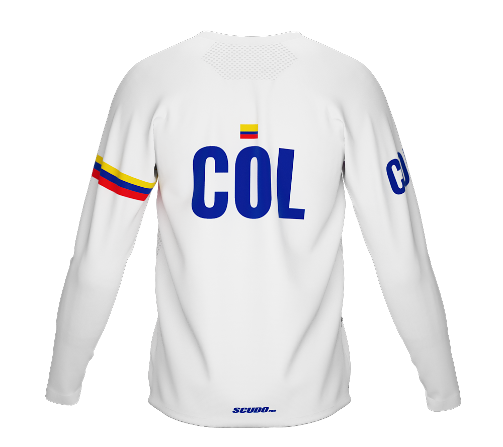 MTB BMX Cycling Jersey Long Sleeve Code Colombia White for Men and Women
