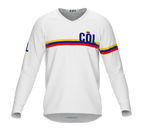 MTB BMX Cycling Jersey Long Sleeve Code Colombia White for Men and Women