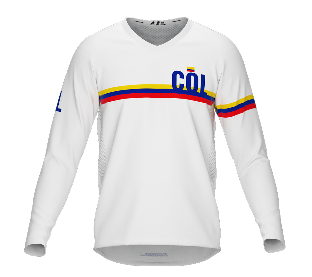 MTB BMX Cycling Jersey Long Sleeve Code Colombia White for Men and Women