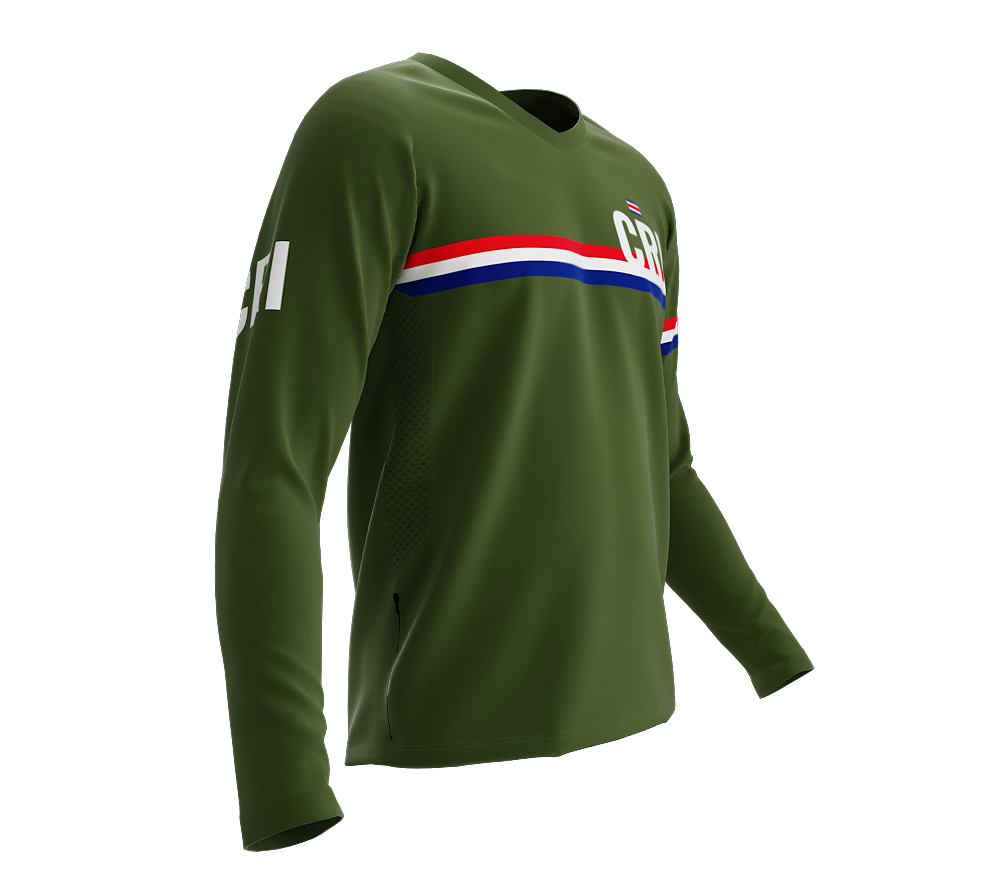 MTB BMX Cycling Jersey Long Sleeve Code Costa Rica Green for Men and Women