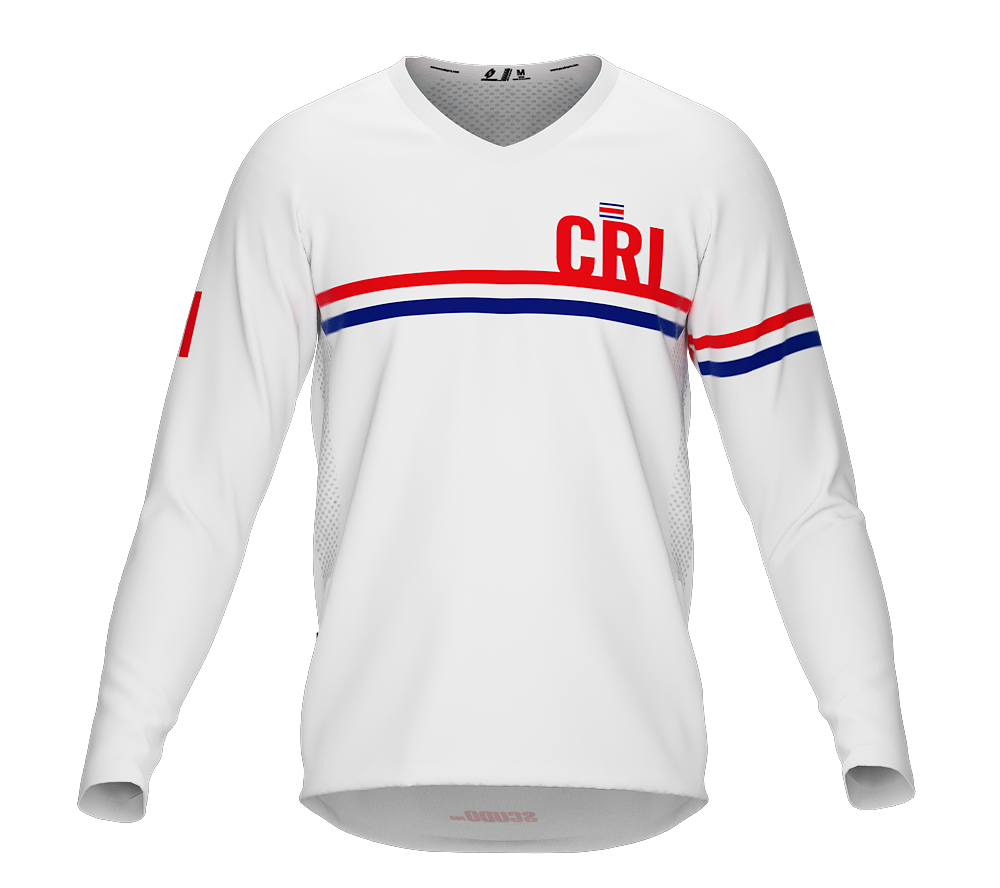 MTB BMX Cycling Jersey Long Sleeve Code Costa Rica White for Men and Women