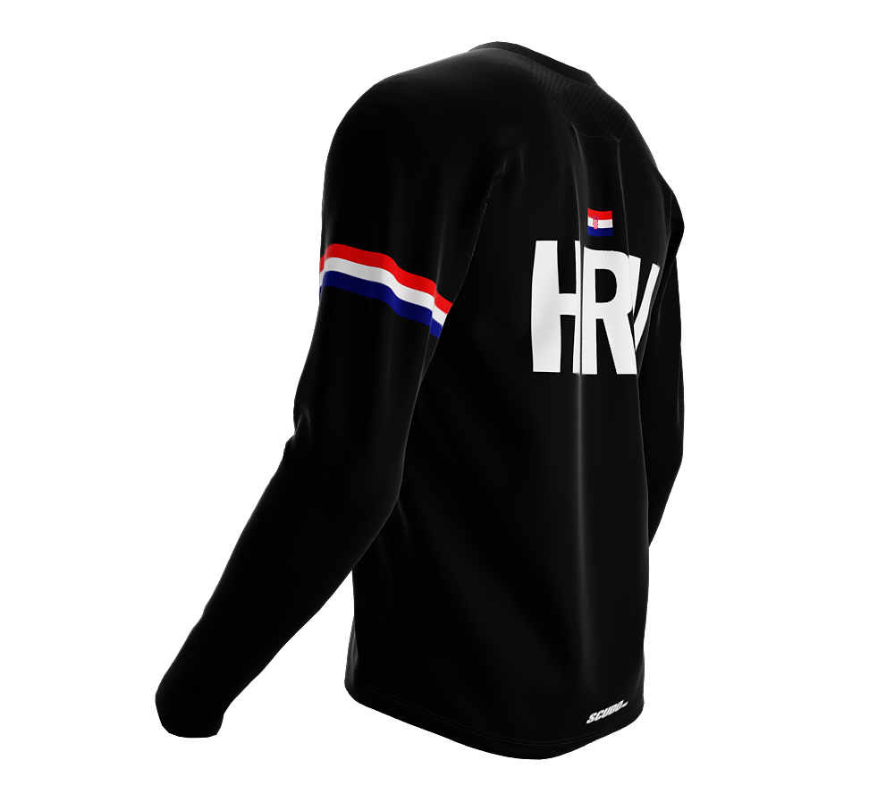 MTB BMX Cycling Jersey Long Sleeve Code Croatia Black for Men and Women