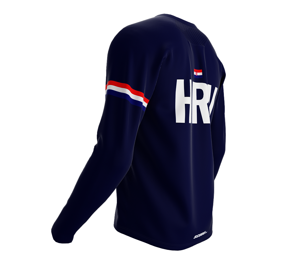 MTB BMX Cycling Jersey Long Sleeve Code Croatia Blue for Men and Women