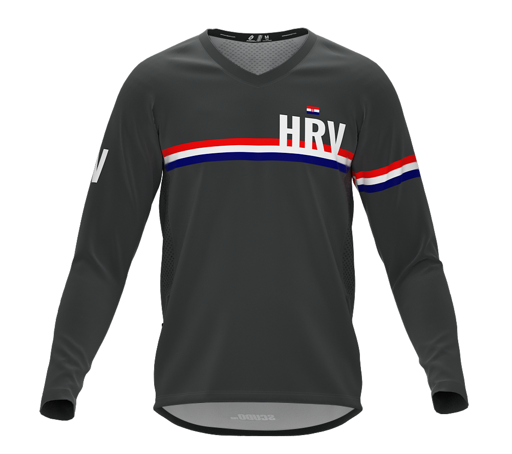 MTB BMX Cycling Jersey Long Sleeve Code Croatia Gray for Men and Women