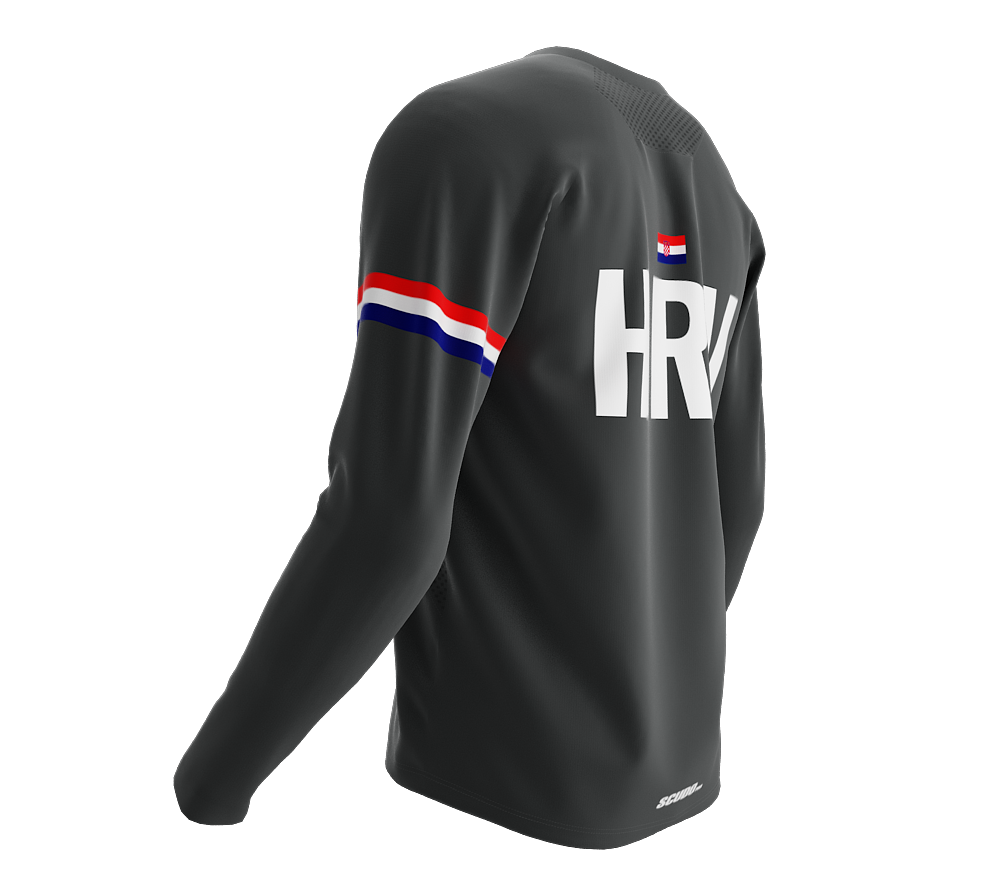 MTB BMX Cycling Jersey Long Sleeve Code Croatia Gray for Men and Women