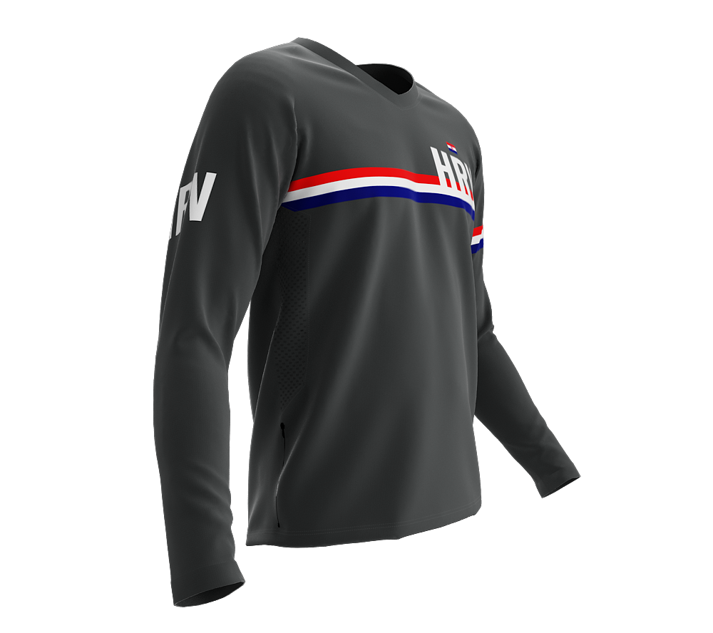 MTB BMX Cycling Jersey Long Sleeve Code Croatia Gray for Men and Women