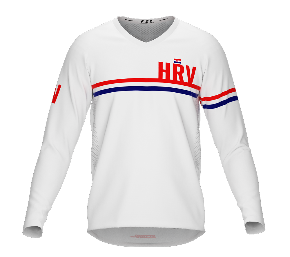 MTB BMX Cycling Jersey Long Sleeve Code Croatia White for Men and Women