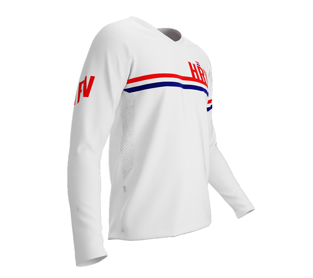 MTB BMX Cycling Jersey Long Sleeve Code Croatia White for Men and Women