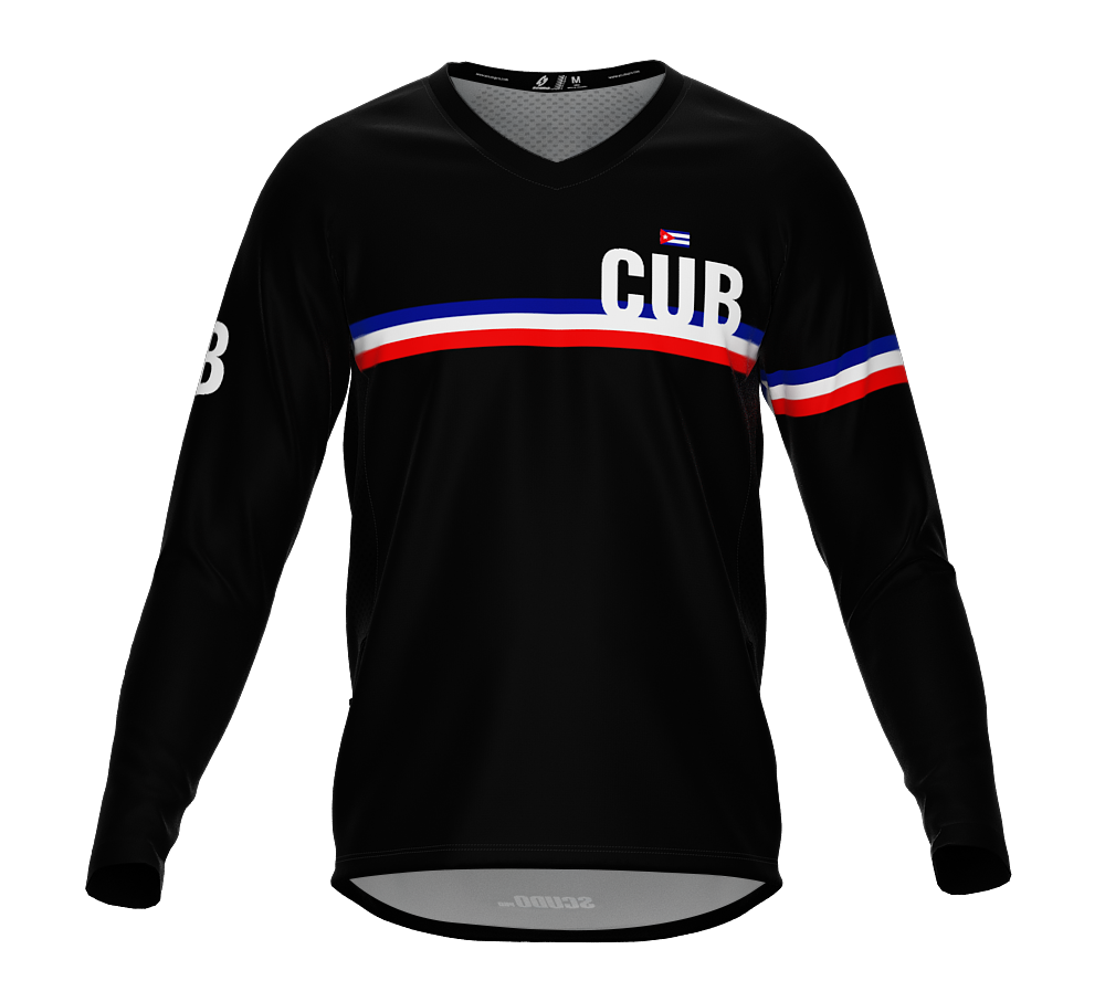 MTB BMX Cycling Jersey Long Sleeve Code Cuba Black for Men and Women