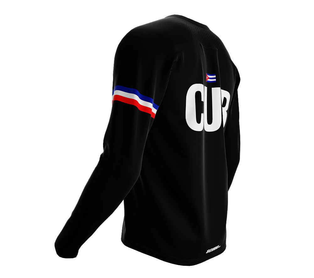MTB BMX Cycling Jersey Long Sleeve Code Cuba Black for Men and Women