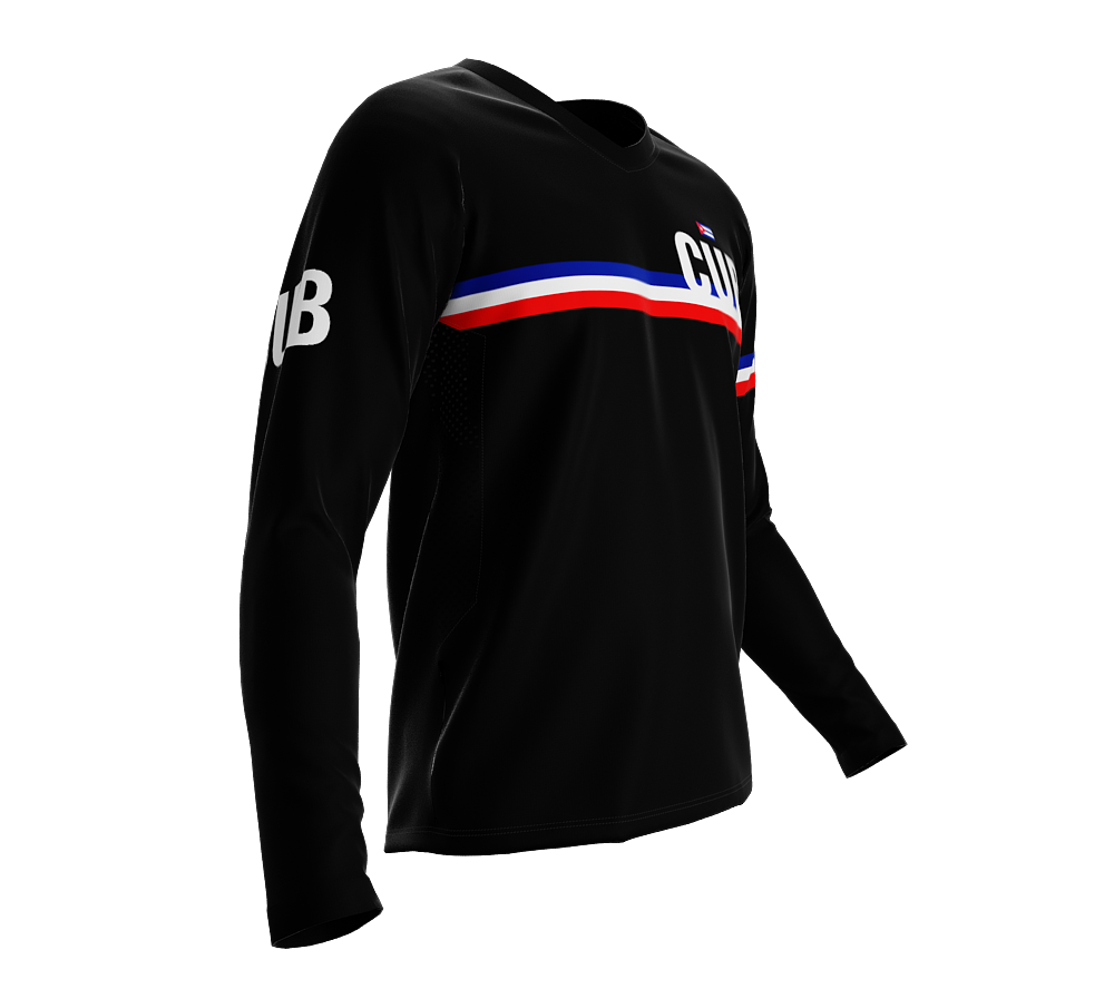 MTB BMX Cycling Jersey Long Sleeve Code Cuba Black for Men and Women