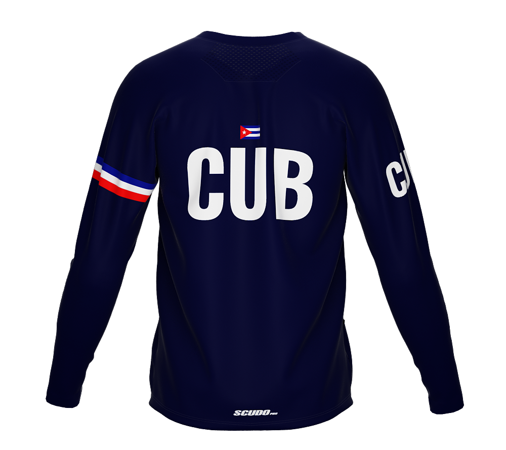 MTB BMX Cycling Jersey Long Sleeve Code Cuba Blue for Men and Women