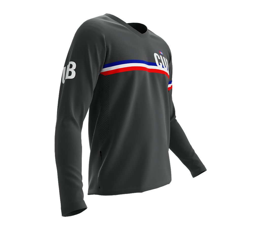 MTB BMX Cycling Jersey Long Sleeve Code Cuba Gray for Men and Women