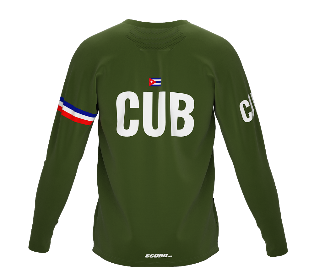 MTB BMX Cycling Jersey Long Sleeve Code Cuba Green for Men and Women