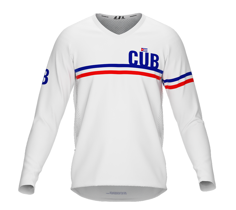 MTB BMX Cycling Jersey Long Sleeve Code Cuba White for Men and Women