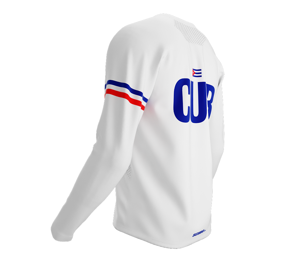 MTB BMX Cycling Jersey Long Sleeve Code Cuba White for Men and Women