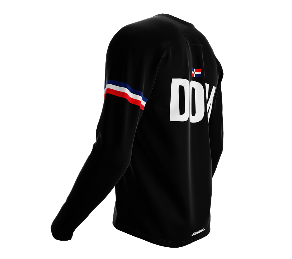 MTB BMX Cycling Jersey Long Sleeve Code Dominican Republic Black for Men and Women