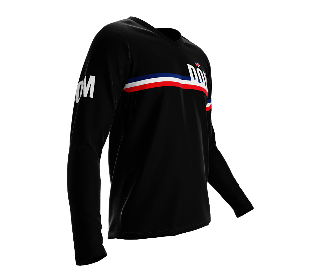MTB BMX Cycling Jersey Long Sleeve Code Dominican Republic Black for Men and Women