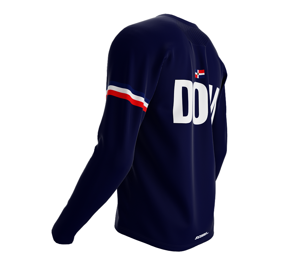 MTB BMX Cycling Jersey Long Sleeve Code Dominican Republic Blue for Men and Women