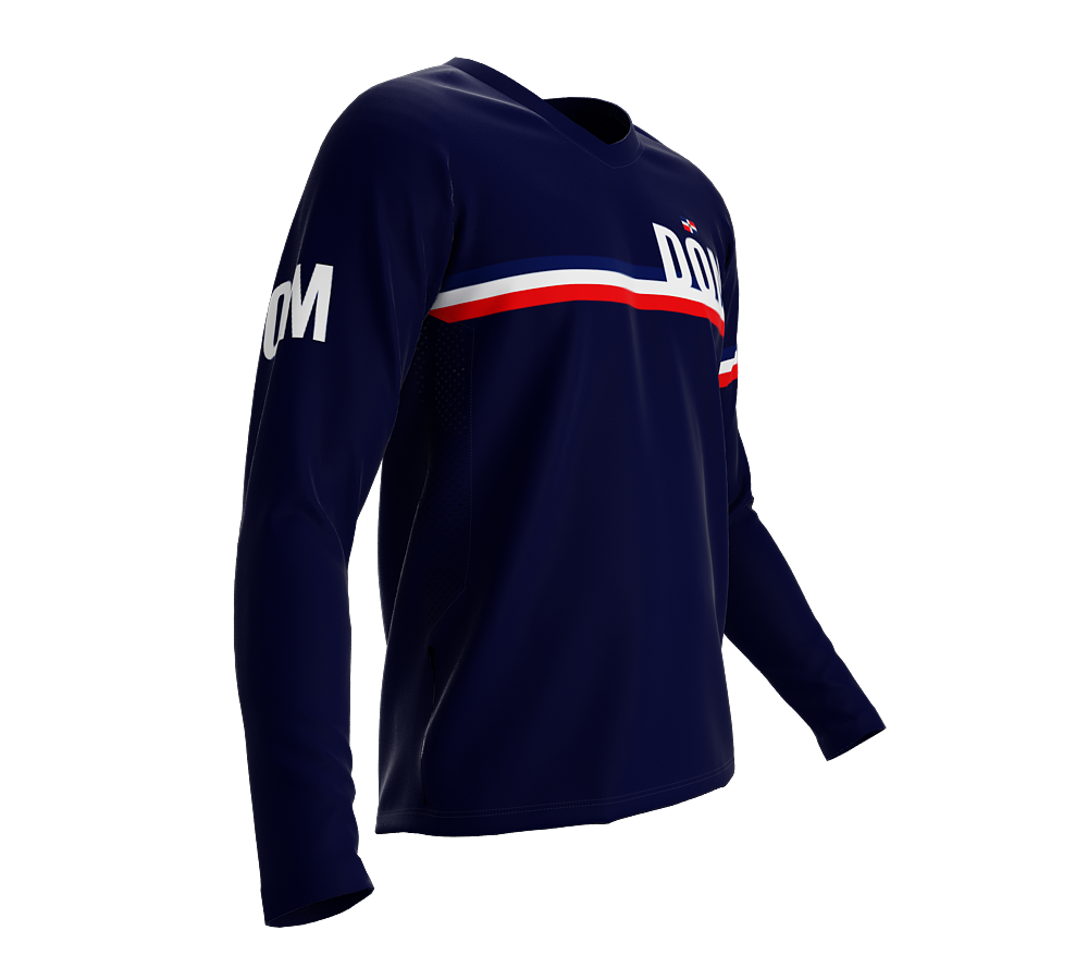 MTB BMX Cycling Jersey Long Sleeve Code Dominican Republic Blue for Men and Women