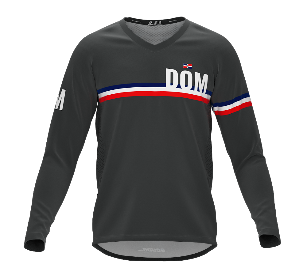 MTB BMX Cycling Jersey Long Sleeve Code Dominican Republic White for Men  and Women