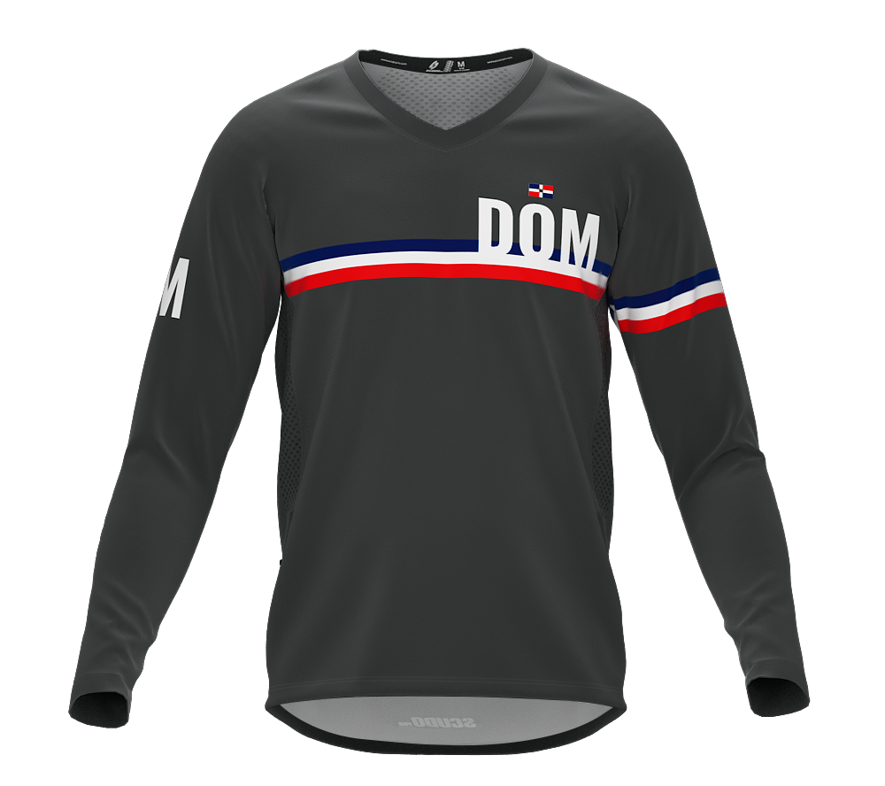 MTB BMX Cycling Jersey Long Sleeve Code Dominican Republic Gray for Men and Women