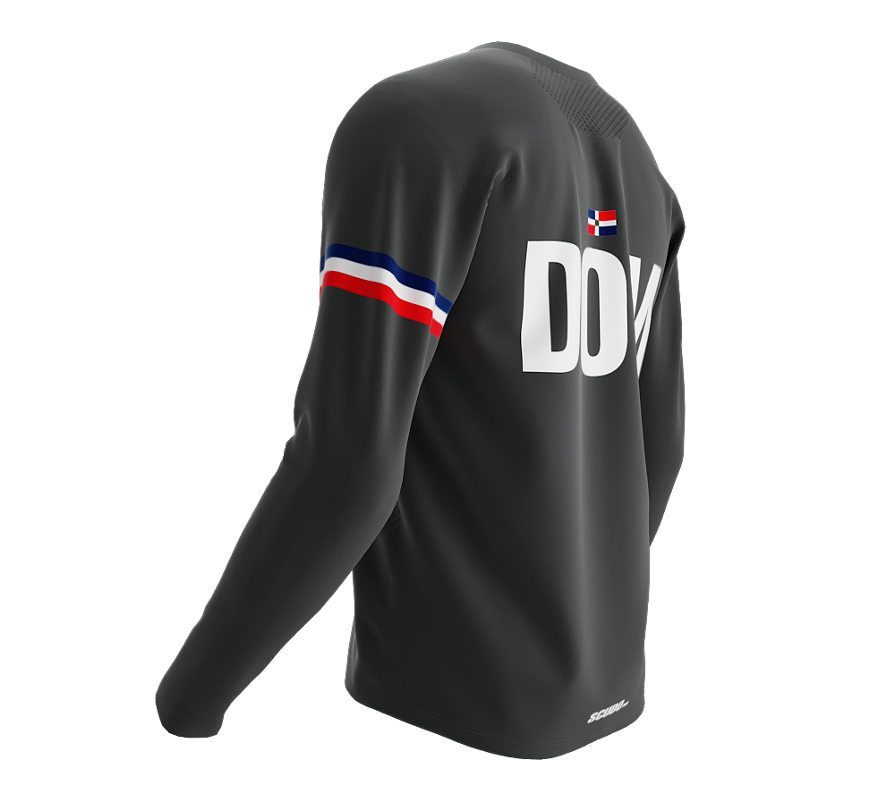 MTB BMX Cycling Jersey Long Sleeve Code Dominican Republic Gray for Men and Women