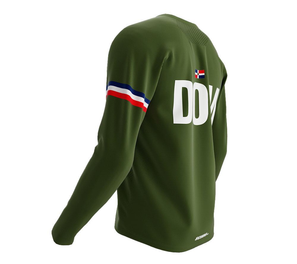 MTB BMX Cycling Jersey Long Sleeve Code Dominican Republic Green for Men and Women