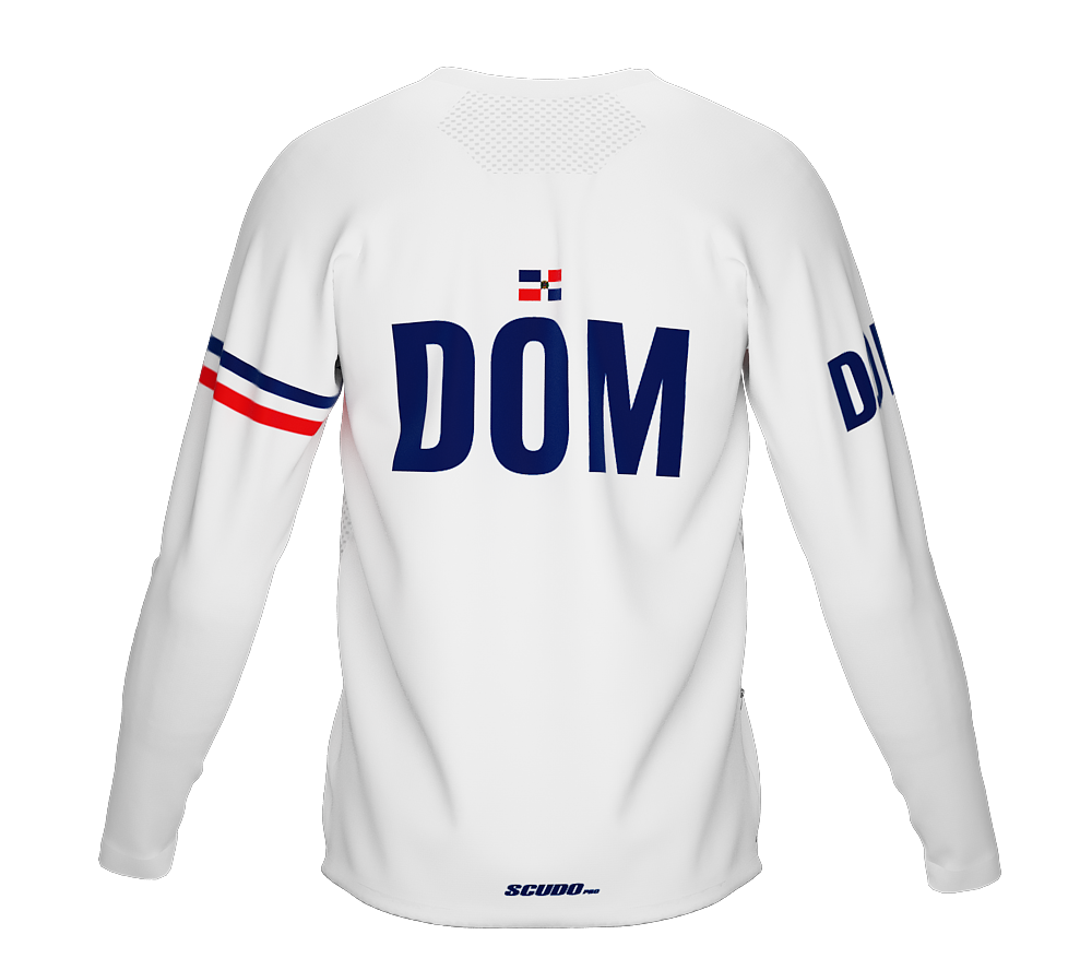 MTB BMX Cycling Jersey Long Sleeve Code Dominican Republic White for Men and Women